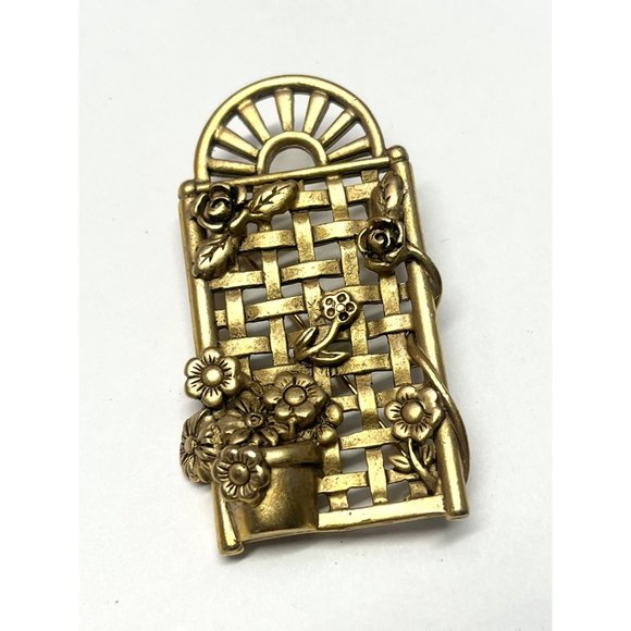 Vintage Dunecraft flower trellis brooch pin - Picture 3 of 4